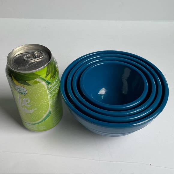 TarHong Melamine Bowls Set Of 4 Turquoise Aqua Blue 5.75” Tar Hong Nesting - Picture 4 of 16